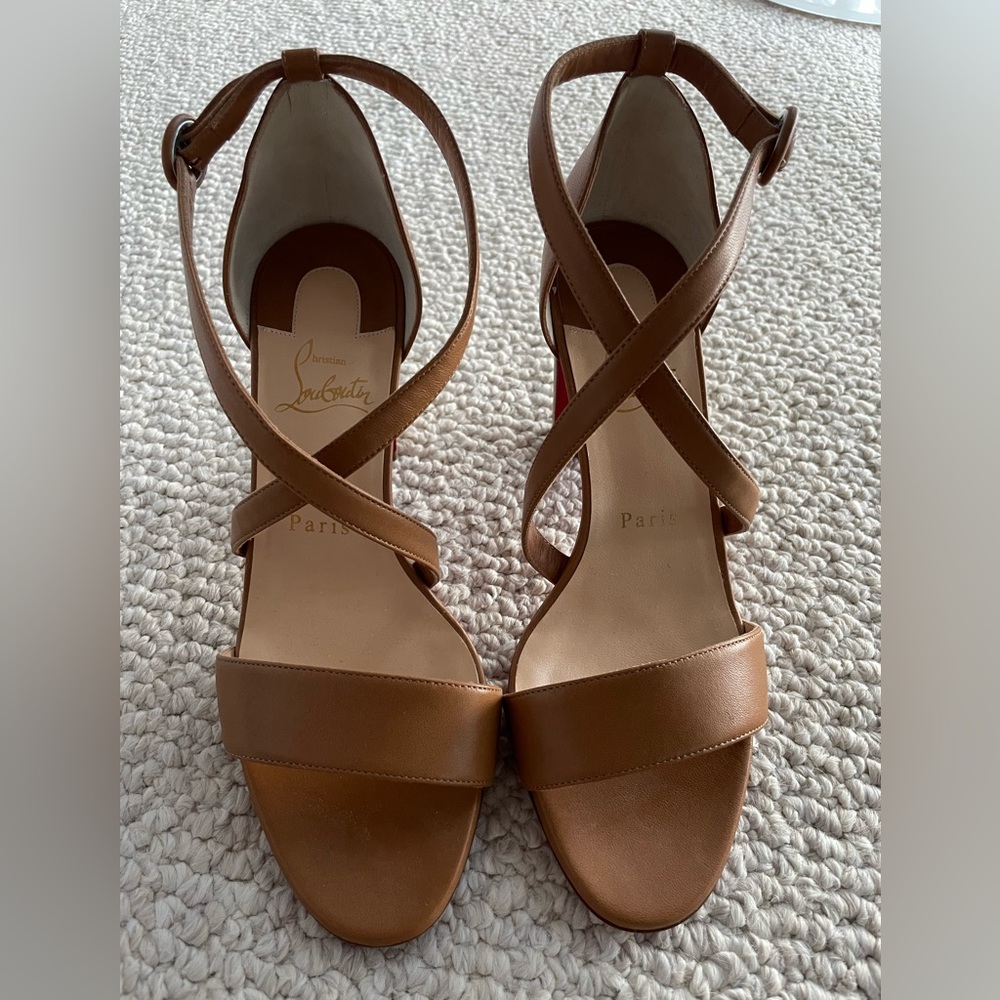 CLoub block sandal heel, never worn- no box